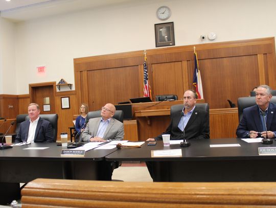 The Burnet County Commissioners Court conducts its first meeting of the 2025 New Year Jan. 3 in Burnet inside the county courthouse. Left, Pct. 1 Commissioner Jim Luther Jr., Pct. 2 Commissioner Damon Beierle, newly-elected Pct. 3 Commissioner Chad Collier, Pct. 4 Commissioner Joe Don Dock...