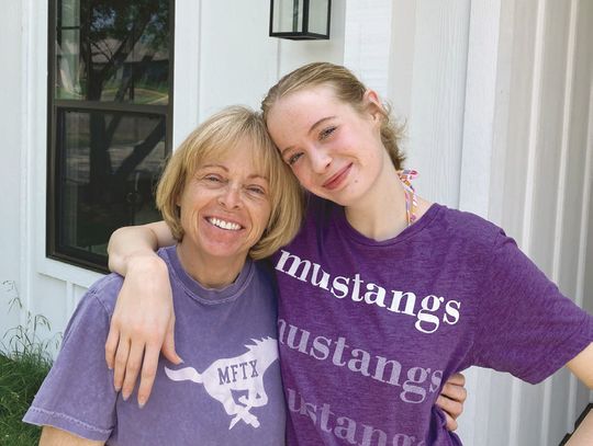 Marble Falls High School swimming coach Elizabeth Coyle and daughter Kealin Alford, a swimming regional qualifier last season, are on a mission to add more Mustangs to the program. Contributed photo
