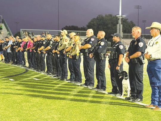 Contributed/ MFISD Burnet County first responders were honored before the football game Friday night at Marble Falls Mustang Stadium Oct. 11.