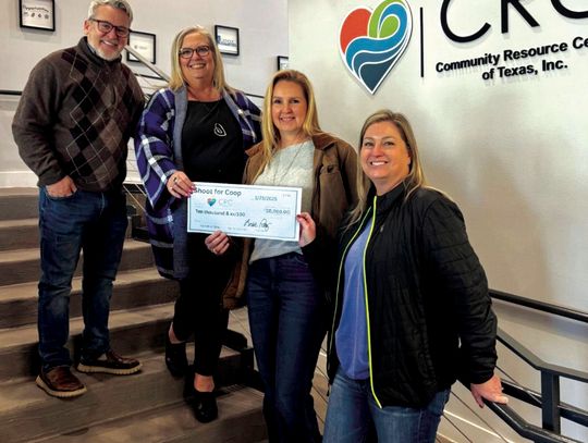 Pictured, in ascending order, are: Cooper Despain Memorial board members Leslie Pilley and Jessica Coffey; Burnet County CRC site coordinator Trish Walker; and Texas Housing Foundation legal counsel Nick Audino. Contributed photo