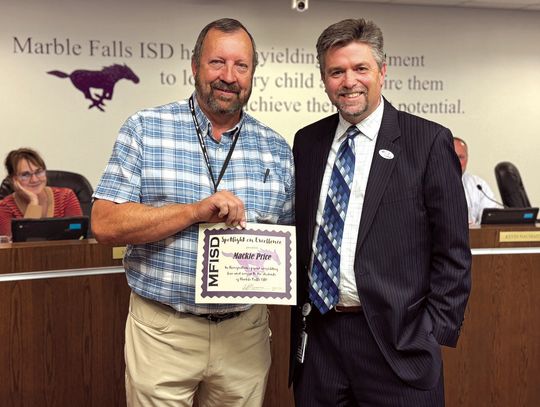 Mackie Price was honored with the Spotlight on Excellence Award for his outstanding contribution to the annual Battle of the Cans food drive. 12,138 items were donated to help The Helping Center support local families. Contributed/MFISD