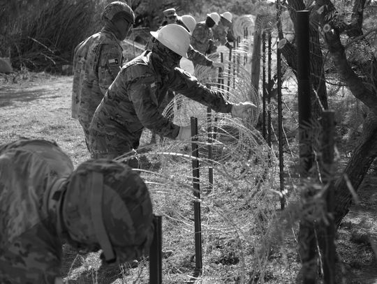 The Texas National Guard April 22 installed more razor wire along the border at Eagle Pass. Contributed photo