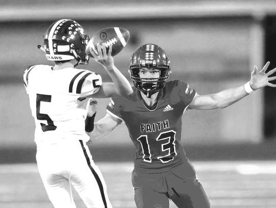 Contributed photos/ Stennis Shotts Faith Academy junior Adam Merlick was simply a ball hawk against San Marcos Academy.