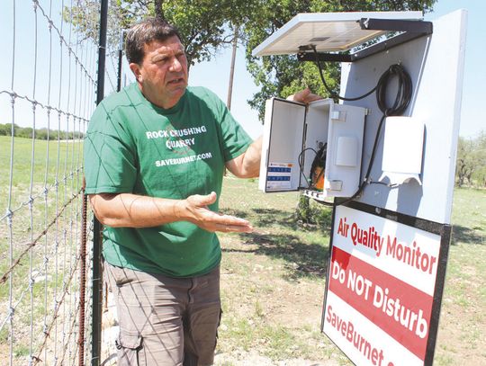 Burnet County resident Randy Printz, who has property on FM 3509 near a planned quarry, has installed a number of monitors around Burnet County to gather data about aggregate industry's impact on air quality. Connie Swinney/The Highlander