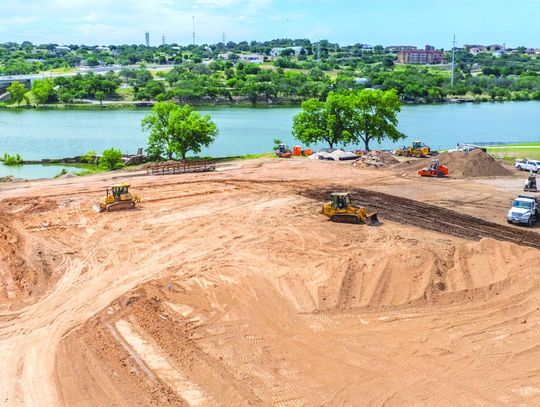 An aerial view of the work at the Ophelia Hotel and Conference Center site shows progress on the project. Contributed/Marble Falls EDC