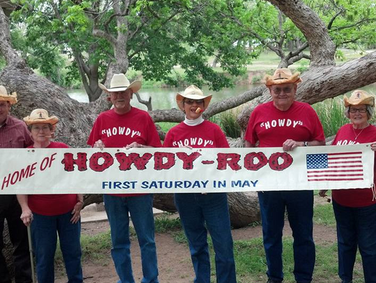 The chili committee in 2013 included, from left, Johnny Campbell, Melba Westerman, Larry 'Doc' Kinnison, the late Carrie Kinnison, Fred Westerman and Ruby Ross. The committee each year as a tradition would gather and hold the banner promoting for a candid photo about the weekend's event. C...