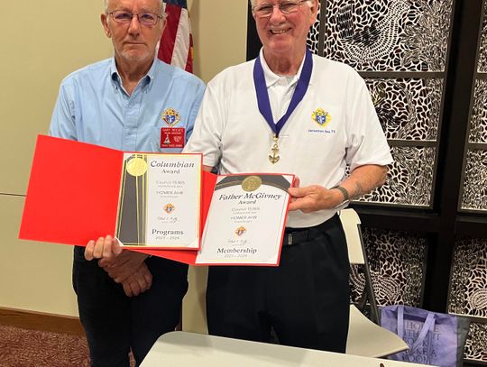 The St. Paul the Apostle Knights of Columbus Council 15365 in Horseshoe Bay has received two awards from the Supreme Council located in New Haven, Connecticut. The council received the Father Givney Award for achieving their membership goals in Fiscal Year 2023-24 as well as the Columbian...