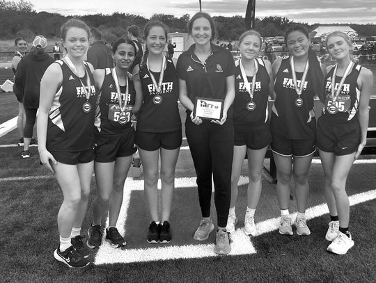 Contributed photos The Faith Academy of Marble Falls Lady Flames are the 2024 District 3-3A champions of the Texas Association of Private and Parochial Schools. The team includes Zoe Wider (left), Abby Kosoglow, Mcklayne Apel, coach Juliette McCannon, Eden Thames, Jasmine Young and Zoe Rho...