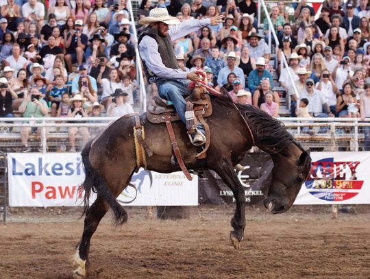 S. Bradley Greenhaw rode Red River during the Ranch Bronc event Saturday evening at the Marble Falls Rodeo. Find more photos on Pages 2 and 3. Photos by Martelle Luedecke/ Luedecke Photography