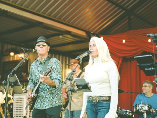 Jeff Hall and Kristi Stavrou will be out front on stage with the Square Grooves Band Friday night at Spicewood Vineyards to help fundraise for the new library building. The event is from 6-9 p.m. and the vineyard is located at 1419 Co Rd 409. Contributed photo