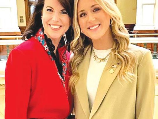 Contributed photo Texas State Rep. Ellen Troxclair (HD-19), on the left, is pictured with Riley Gaines following the passage of HB 229. Gaines is a former collegiate swimmer from the University of Kentucky, who fights to keep biological males from competing in women's sports.