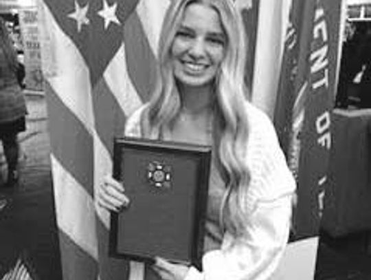 Addison Taylor made the Marble Falls Post 10376 proud when she won the VFW's statewide audio es - say prize of $10,000. Contributed photos