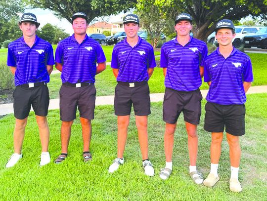 The Marble Falls High School boys golf team includes senior Ross Oelschleger (left), sophomore Camilo Montez, senior Kolton Pannell, senior Porter Vinson and sophomore John Alan Whittle. Contributed photo