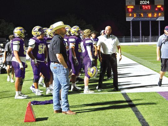 Marble Falls head coach Keri Timmerman challenges the Mustangs to be more vocal and excited by how well they're playing against La Vernia.