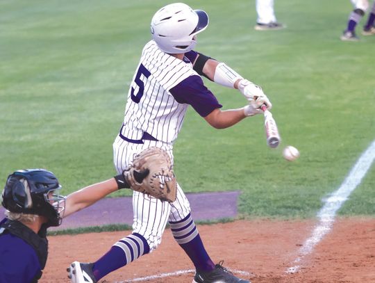 com Marble Falls freshman Crawford Mattox puts the ball in play for a Photos by Jennifer Fierro/TexasChalkTalk. RBI.