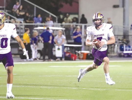 Junior quarterback Doak Timmerman's ability to move out of the pocket and run or throw on the run is an invaluable part of the Marble Falls offense.