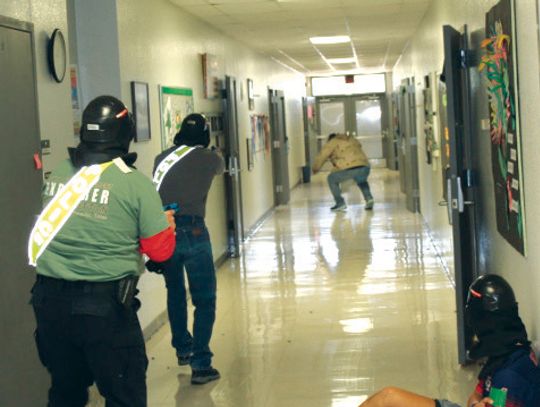 Over two weekends in August, Burnet PD conducted training sessions that brought together BCISD Guardians, Burnet Police, Bertram Police, noncommissioned officers, and retirees who are maintaining their TCOLE licenses. Contributed photos