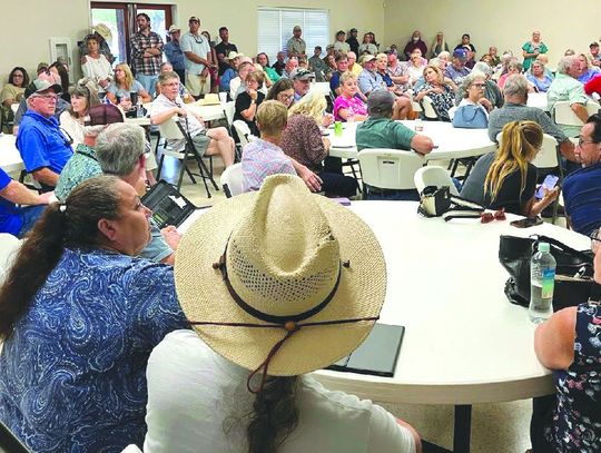Approximately 200 people attended a meeting Sept. 1 to find out more about a pro posed rock crushing operation just outside Burnet. Contributed/Fermin Ortiz