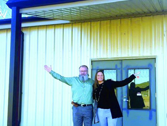 Chaplain Mark Cartwright and Warden Amanda Simpson check out the progress of the new chapel at