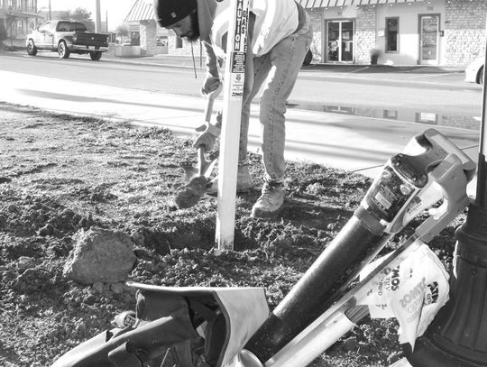 Atmos personnel works on an area after a thaw, during past frigid weather in Marble Falls. File photo