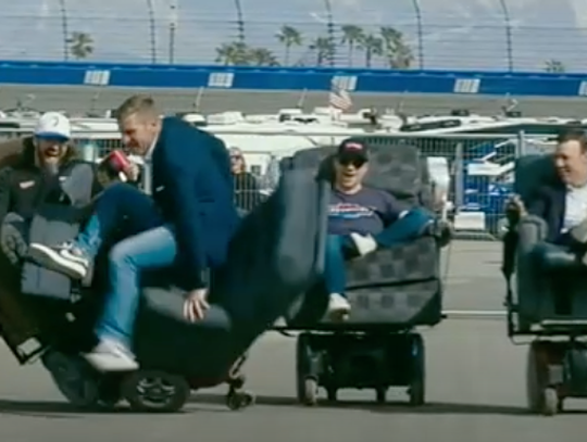 Pictured are participants in recliner races at a 2022 NASCAR event. Contributed photo
