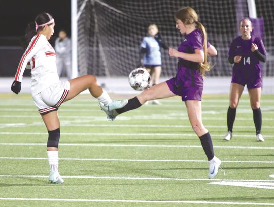 Marble Falls junior Ruby Carrillo (right) has scored a goal in the last two matches, including what turned out to be the game winner against Brownwood. Photos by Jennifer Fierro/TexasChalkTalk.com
