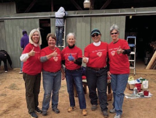 Rick Edwards Day of Service volunteers Lynn Bishop, Stephanie Flower, Linda Jones, Patty Price and Pat Neal were ready to pitch in to complete a few projects for the local 365 Pet Connection facility.