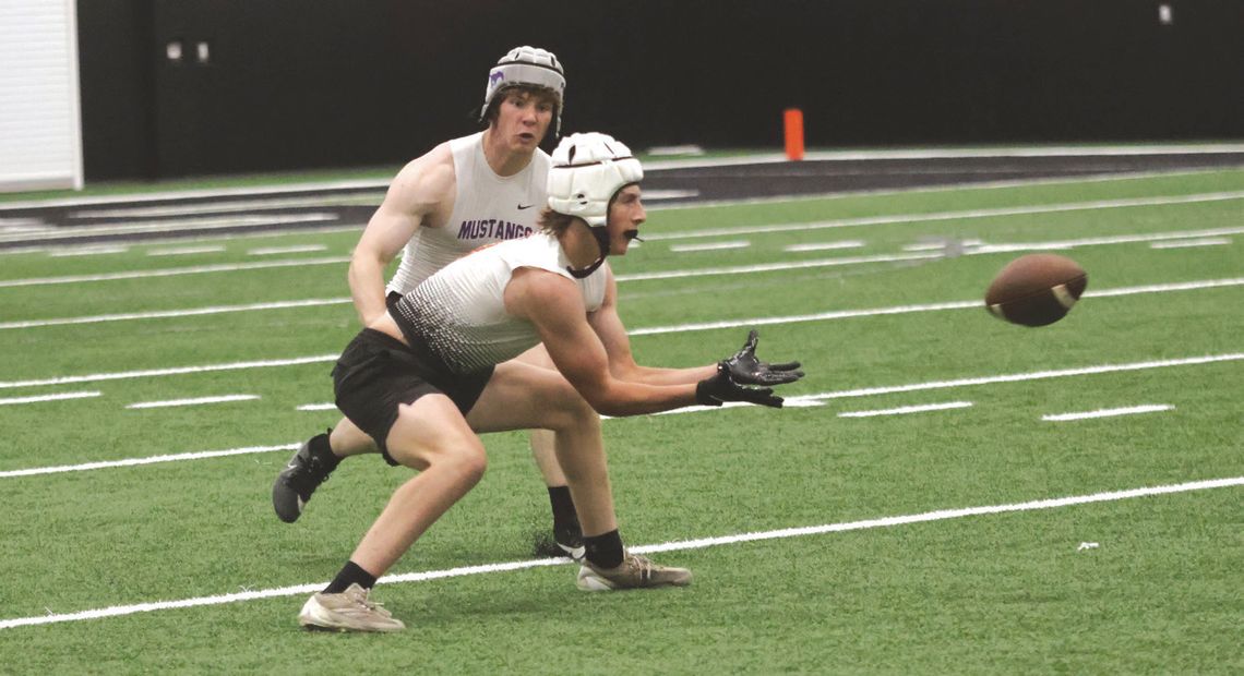 Senior linebacker Doak Field closes in quickly to make a play against a Llano receiver during 7 on 7.