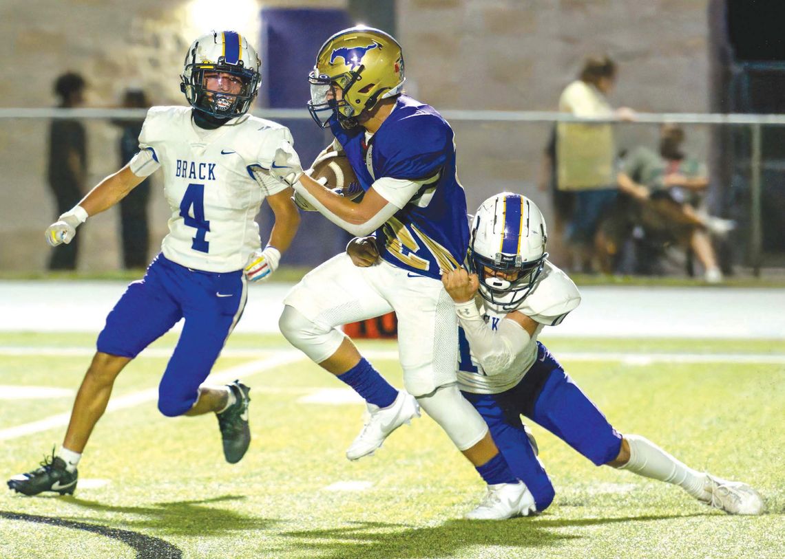 Contributed photos/ Stennis Shotts Marble Falls junior running back Joaquin Aguilar leads the ground attack with an unwillingness