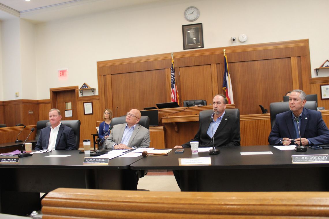The Burnet County Commissioners Court conducts its first meeting of the 2025 New Year Jan. 3 in Burnet inside the county courthouse. Left, Pct. 1 Commissioner Jim Luther Jr., Pct. 2 Commissioner Damon Beierle, newly-elected Pct. 3 Commissioner Chad Collier, Pct. 4 Commissioner Joe Don Dock...