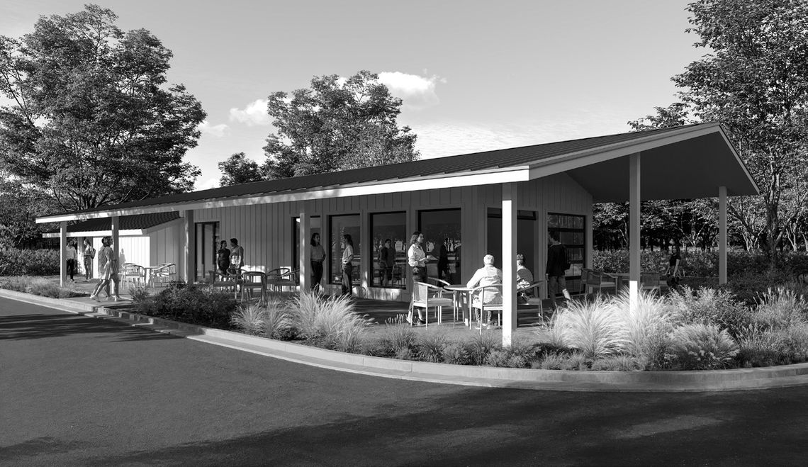 The latest major upgrade needed is the on-site building, which will be called The Hall at Kingsland Community Park. Contributed rendering