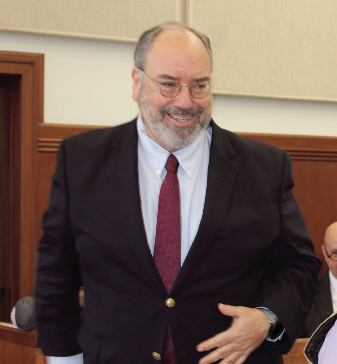 Granite Shoals Municipal Judge Frank Reilly steps forward to accept his appointment as precinct 4 justice of the peace upon the retirement of Debbie Bindseil. Raymond V. Whelan/The Highlander