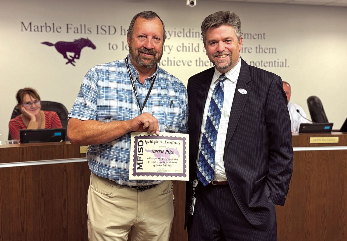 Mackie Price was honored with the Spotlight on Excellence Award for his outstanding contribution to the annual Battle of the Cans food drive. 12,138 items were donated to help The Helping Center support local families. Contributed/MFISD