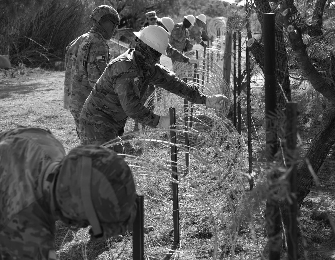 The Texas National Guard April 22 installed more razor wire along the border at Eagle Pass. Contributed photo