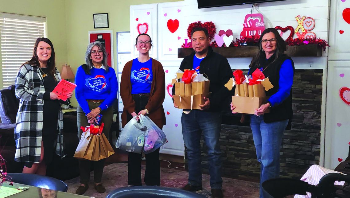 Contributed photos/Lisa Manley Pictured, from left, Ashley Wilson, Lisa Manley, Erica Henderson, Odie Ozuna and Tammy Ryan at Wildflower Meadows Nursing Home.