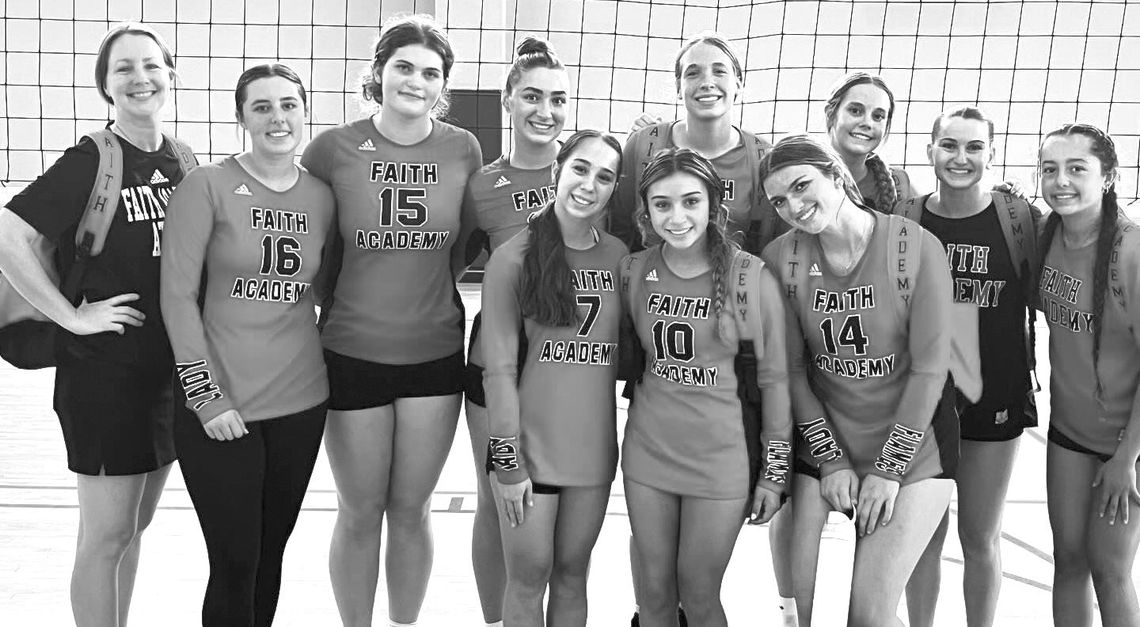The Faith Academy of Marble Falls volleyball team performs well at the SpikeDown 2024 tournament. The team includes Ava Beltran (front row, left), Alyana Reyes, Hadley Shipley; head coach Erin Sawyer (back row, left), Kerrington Silvers, Morgan Weems, Abbye Blackington, Ella Claiborne, Oli...