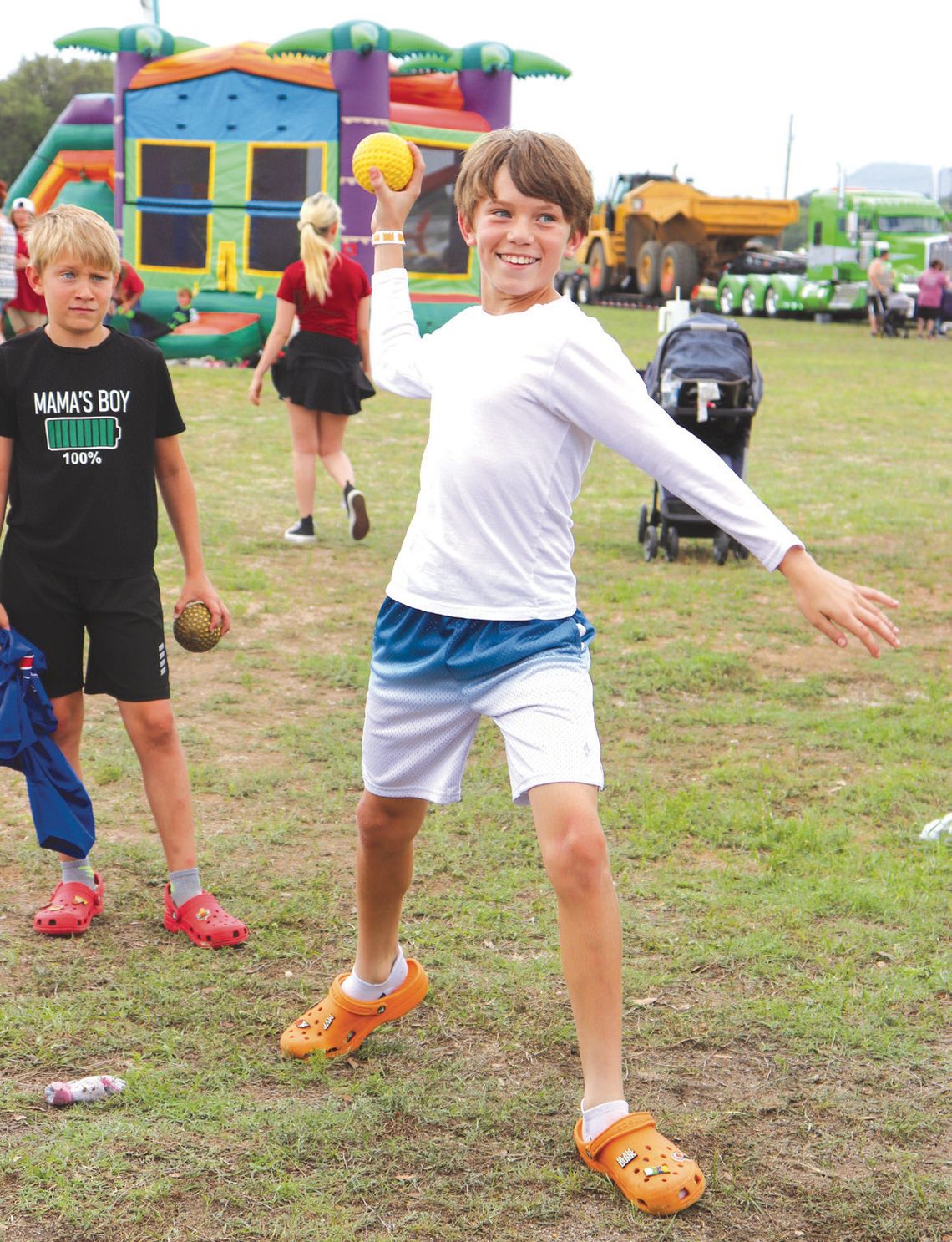 Having a Ball At Kingsland Boys and Girls Club Touch-a-Truck, Brody Adams threw towards the dunking booth April 26. Find more photos on Page 8. Martelle Luedecke/Luedecke Photography