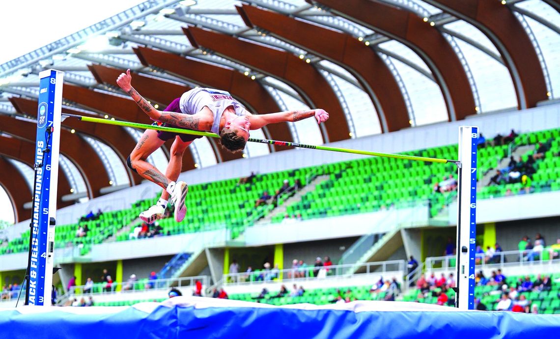Texas State senior high jumper Kason O'Riley finishes as the NCAA Men's Division I Outdoor Track and Field runner-up in the event. Contributed photos/Texas State Track Media Team