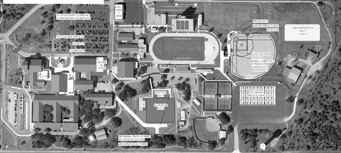 Now that Marble Falls Independent School voters have passed the May 2025 bond, Pfluger Architects will move from pre-bond work to executing the plans for the high school facilities that are part of the package. File graphic