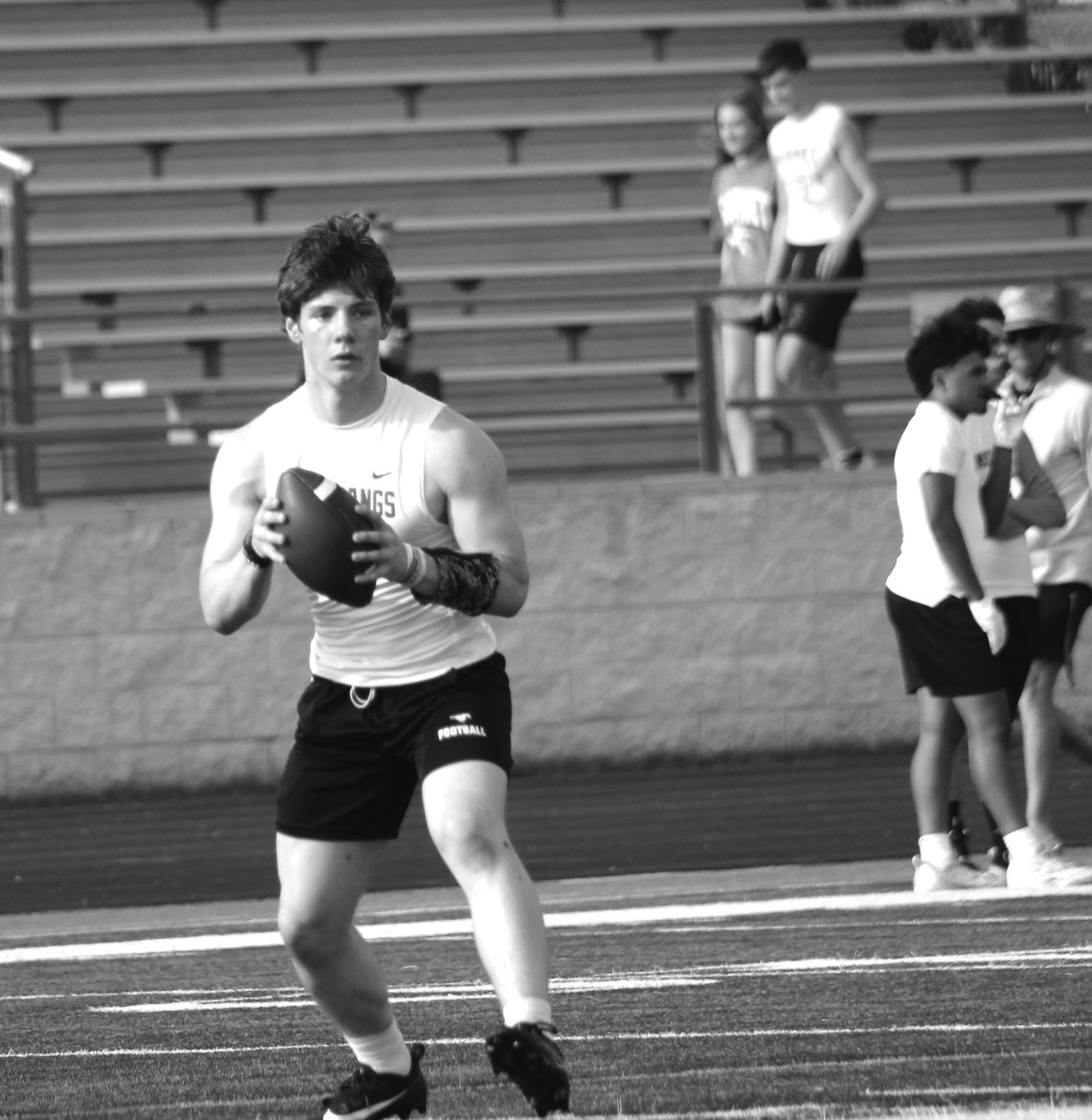 Marble Falls quarterback Doak Timmerman and the Mustangs will compete at the Burnet State Qualifying Tournament Saturday, June 1. Photos by Jennifer Fierro/TexasChalkTalk.com