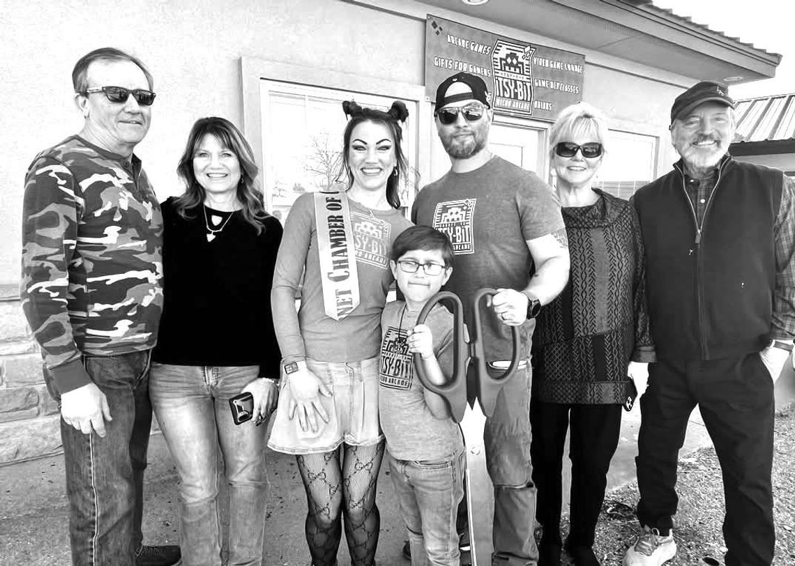 The Itsy-Bit arcade had its ribbon-cutting in Burnet on Jan. 17. Pictured, from left, are: David Bolen, Cassy Bolen, co-owner Miranda (Mandy) Lowry, Joel Lowry, co-owner Blake Lowry, Sharon Lowry, Michael Lowry. Contributed photos