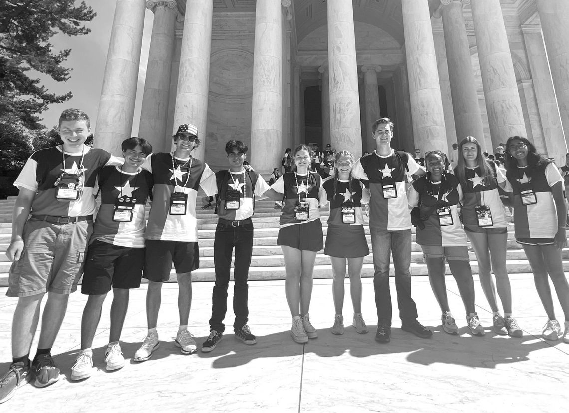 Past participants, pictured here in Washington D.C., include Henry Vanicek, Julio Correa, Jake McAnelly Manas Singh, Reagan Hutchinson, Campbell Harkness, Carson Reinarz, Gigi Muniu, Audrey Staker and Nithila Karthi. Contributed photo