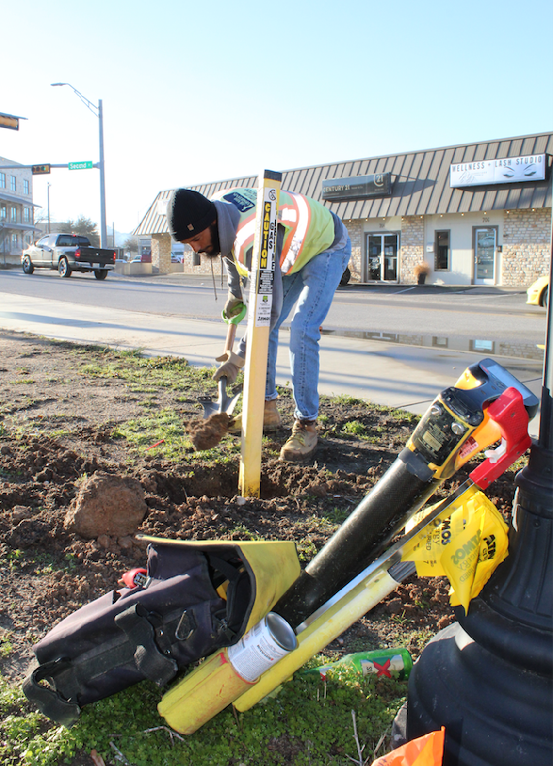 Atmos personnel works on an area after a thaw, during past frigid weather in Marble Falls. File photo