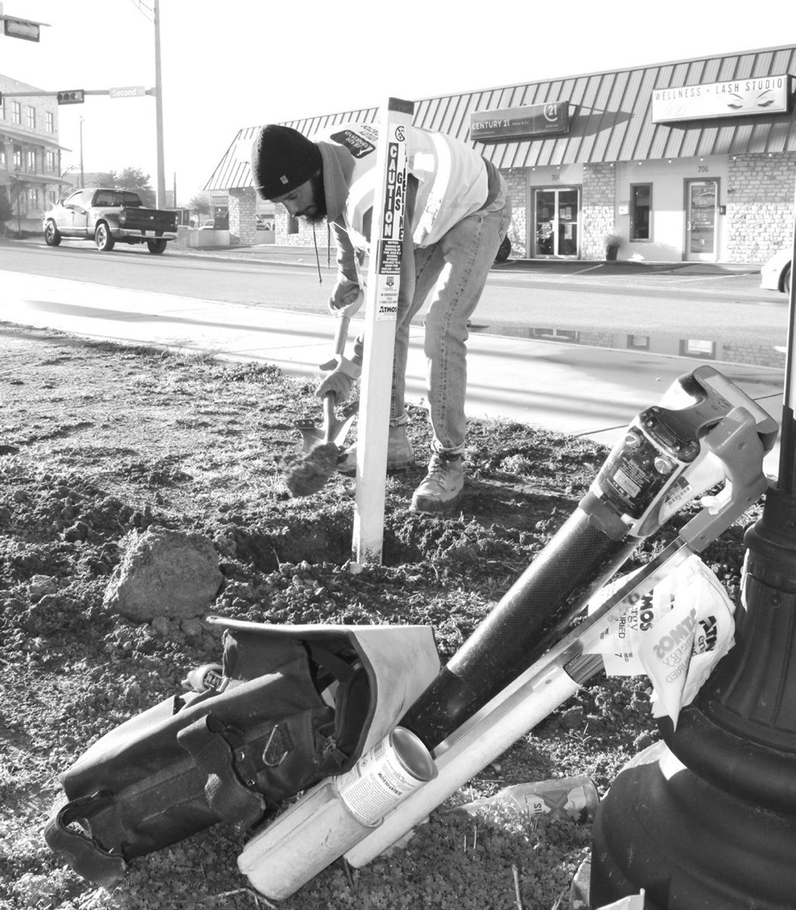 Atmos personnel works on an area after a thaw, during past frigid weather in Marble Falls. File photo