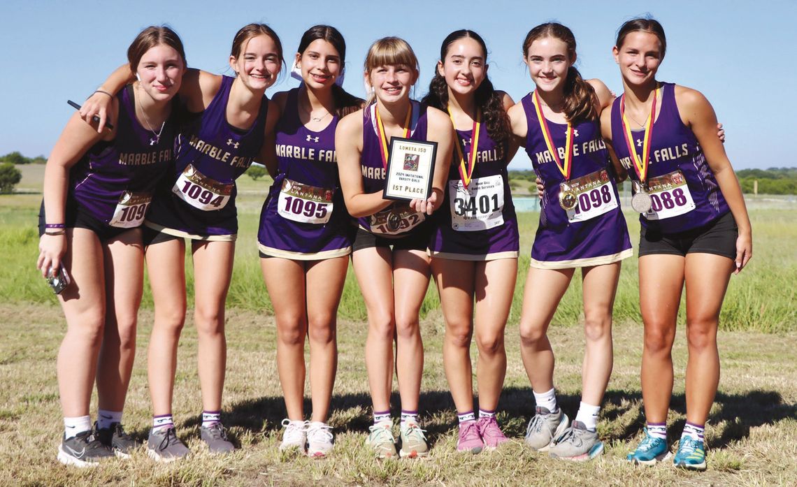 The Marble Falls Lady Mustangs win the girls varsity divisions thanks to great performances by Katelynn Folts, Abbie Henderson, Hadalye Hernandez, Savannah Hamblin, Ines Ruiz, Reese Massey and Chloe Ellis. Contributed photos