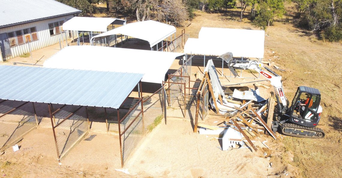 Demolition began Oct. 8 to make room for additional kennels and play yards at Hill Country Humane Society. Martelle Luedecke/Luedecke Photography