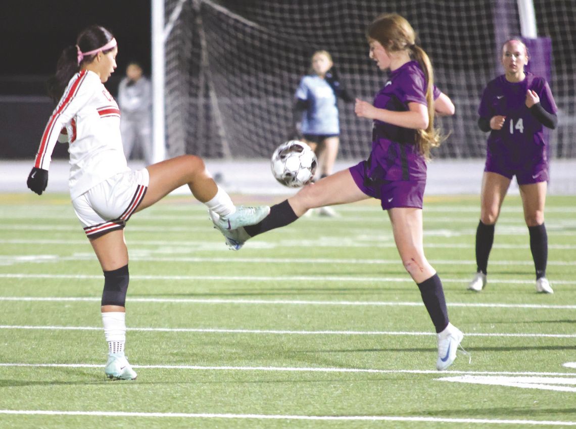 Marble Falls junior Ruby Carrillo (right) has scored a goal in the last two matches, including what turned out to be the game winner against Brownwood. Photos by Jennifer Fierro/TexasChalkTalk.com