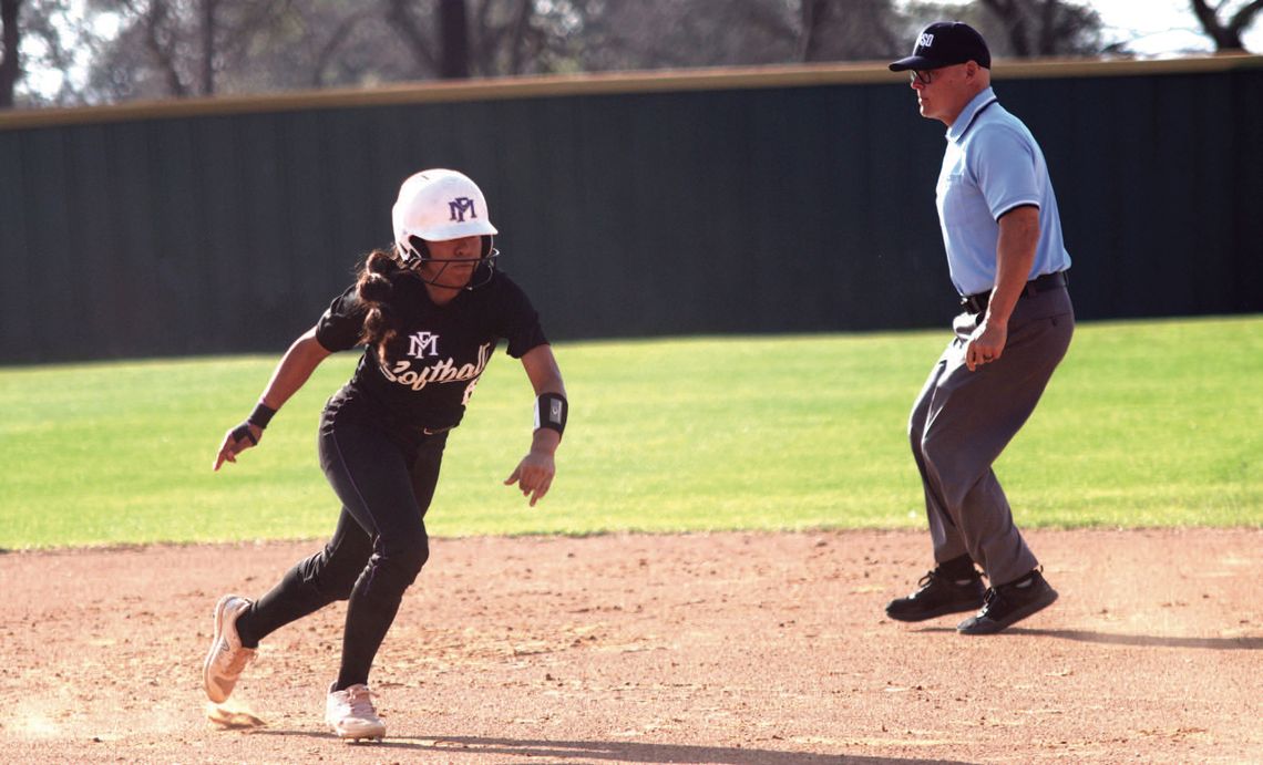 Jocelyn Suarez's hit against Lago Vista would have allowed her to run for multiple bases. Instead, the Lady Vikings made a defensive play that paved the way for the outcome. Photos by Jennifer Fierro/TexasChalkTalk.com