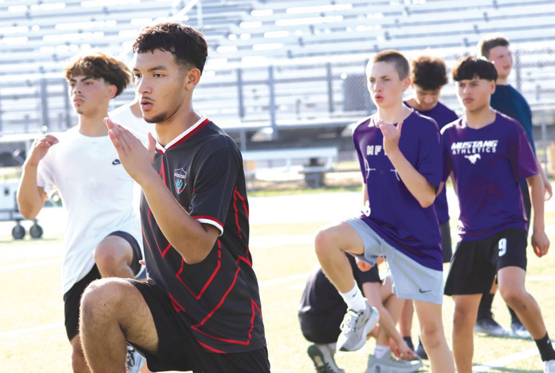 Photos by Jennifer Fierro/TexasChalkTalk. com Erick Flores leads the agility drill during the first day of Forge '25 June 2.
