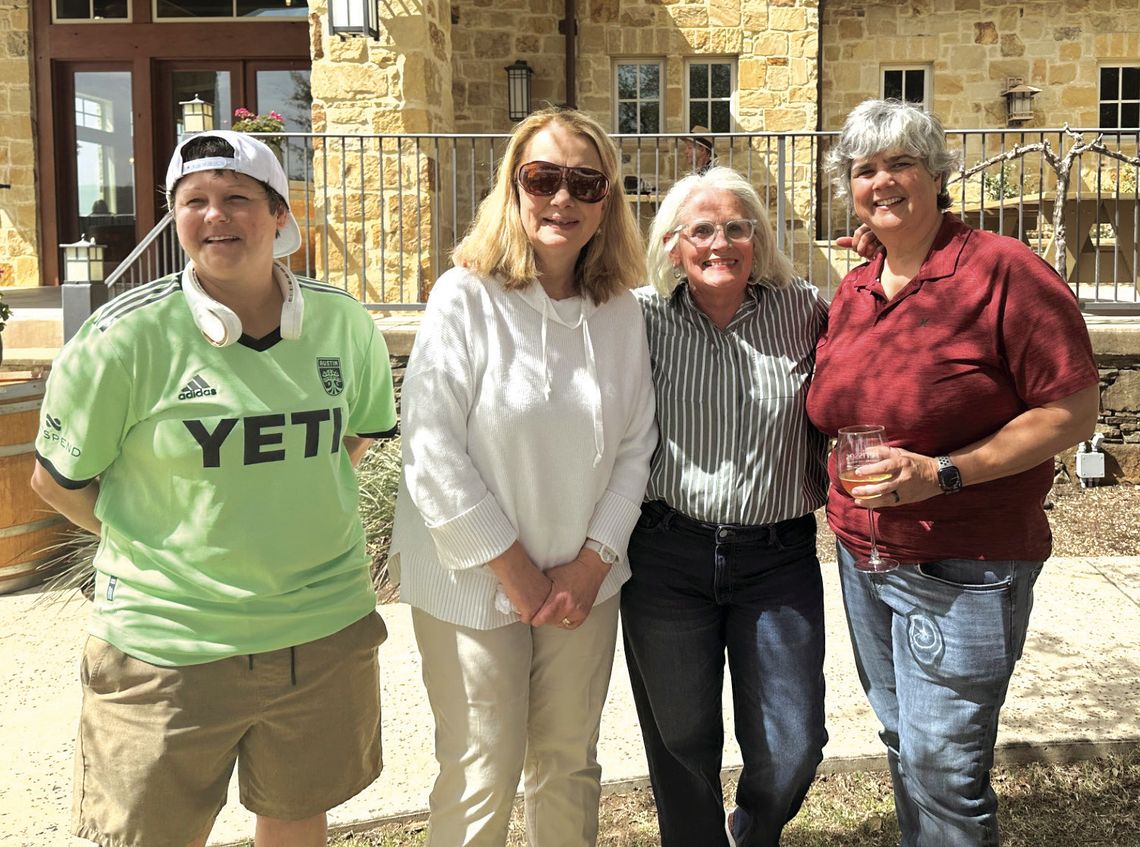 A quartet from the group known as Liberal Ladies -- Maine Sturks, Celia Manlove, Christine Bowman and Karen McRight, met March 7 with other politically interested women at Perissos Vineyard and Winery on Park Road 4. Contributed photos